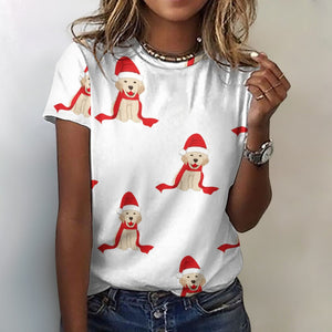 Merry Christmas Labrador Love All Over Print Women's Cotton T-Shirt - 4 Colors-Apparel-Apparel, Christmas, Labrador, Shirt, T Shirt-2XS-White-1