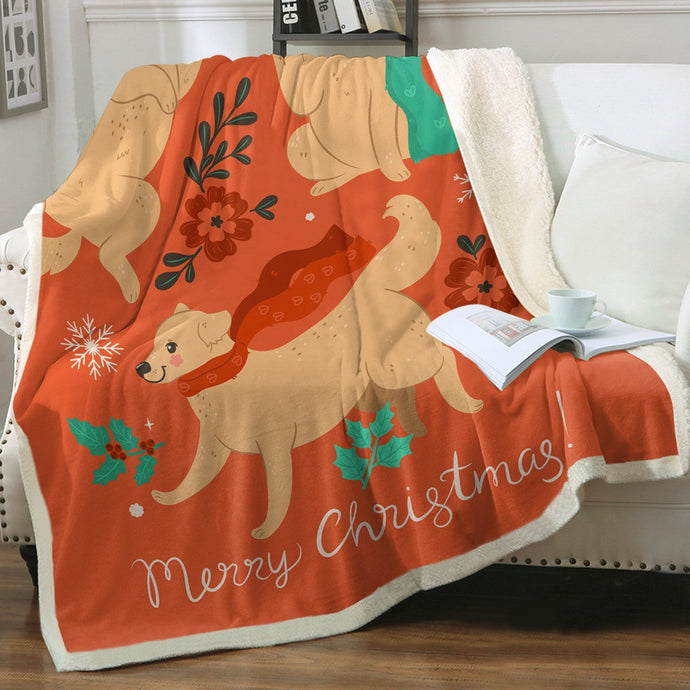 Merry Christmas Labradors Soft Warm Fleece Blanket-Blanket-Blankets, Home Decor, Labrador-Small-1