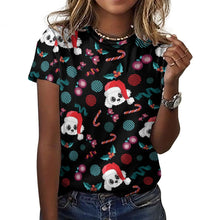 Load image into Gallery viewer, Merry Christmas Maltese Love All Over Print Women&#39;s Cotton T-Shirt - 4 Colors-Apparel-Apparel, Christmas, Maltese, Shirt, T Shirt-17
