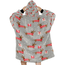 Load image into Gallery viewer, Merry Christmas Red Dachshunds Blanket Hoodie for Women-Apparel-Apparel, Blankets-15