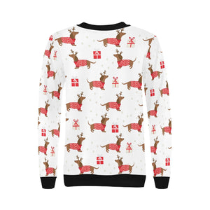 Merry Christmas Red Dachshunds Women's Sweatshirt-Apparel-Apparel, Dachshund, Sweatshirt-5