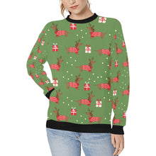 Load image into Gallery viewer, Merry Christmas Red Dachshunds Women&#39;s Sweatshirt-Apparel-Apparel, Dachshund, Sweatshirt-OliveDrab1-XS-6