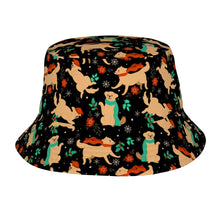 Load image into Gallery viewer, Merry Christmas Yellow Labradors Bucket Hat-Hats &amp; Caps-Accessories,Dog Dad Gifts,Dog Mom Gifts,Hats,Labrador-Midnight Black-One Size-9
