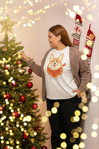 Merry Corgi Christmas Women's Cotton T-Shirts-Apparel-Apparel, Corgi, Shirt, T Shirt-2