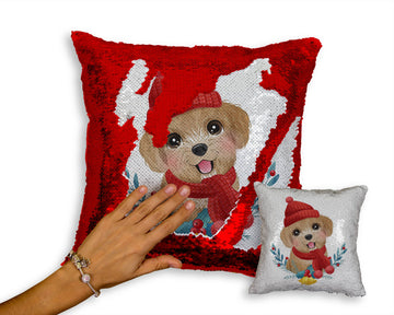 Merry Doodle Christmas Sequinned Pillowcases - 10 Colors-Home Decor-Christmas, Doodle, Home Decor, Pillows-Red-Only Pillowcase-1