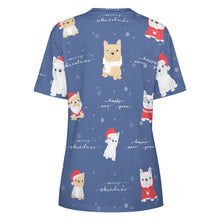 Load image into Gallery viewer, Merry Frenchie Christmas and New Year All Over Print Women&#39;s Cotton T-Shirt - 4 Colors-Apparel-Apparel, Christmas, French Bulldog, Shirt, T Shirt-18