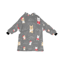 Load image into Gallery viewer, Merry Frenchie Christmas and New Year Blanket Hoodie for Women-Apparel-Apparel, Blankets-Gray-ONE SIZE-13