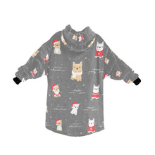 Load image into Gallery viewer, Merry Frenchie Christmas and New Year Blanket Hoodie for Women-Apparel-Apparel, Blankets-11