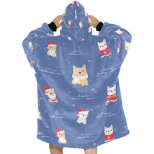 Load image into Gallery viewer, Merry Frenchie Christmas and New Year Blanket Hoodie for Women-Apparel-Apparel, Blankets-7