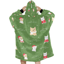 Load image into Gallery viewer, Merry Frenchie Christmas and New Year Blanket Hoodie for Women-Apparel-Apparel, Blankets, French Bulldog-6