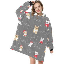 Load image into Gallery viewer, Merry Frenchie Christmas and New Year Blanket Hoodie for Women-Apparel-Apparel, Blankets-12