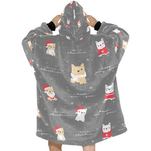Load image into Gallery viewer, Merry Frenchie Christmas and New Year Blanket Hoodie for Women-Apparel-Apparel, Blankets-14