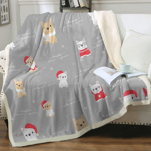 Merry Frenchie Christmas and New Year Soft Warm Fleece Blanket - 3 Colors-Blanket-Blankets, French Bulldog, Home Decor-12