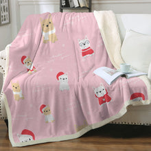Load image into Gallery viewer, Merry Frenchie Christmas and New Year Soft Warm Fleece Blanket - 3 Colors-Blanket-Blankets, French Bulldog, Home Decor-Soft Pink-Small-3