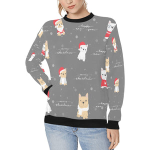 Merry Frenchie Christmas and New Year Women's Sweatshirt-Apparel-Apparel, French Bulldog, Sweatshirt-Gray-XS-12