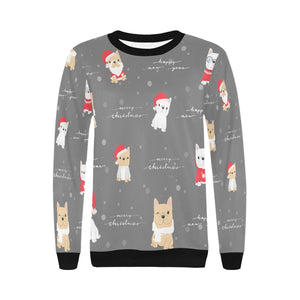 Merry Frenchie Christmas and New Year Women's Sweatshirt-Apparel-Apparel, French Bulldog, Sweatshirt-14