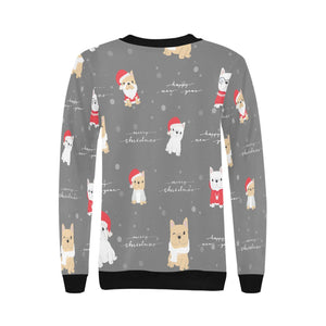 Merry Frenchie Christmas and New Year Women's Sweatshirt-Apparel-Apparel, French Bulldog, Sweatshirt-15