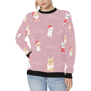Merry Frenchie Christmas and New Year Women's Sweatshirt-Apparel-Apparel, French Bulldog, Sweatshirt-LightPink-XS-5
