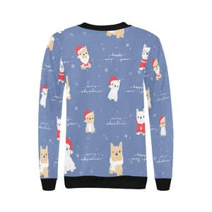 Merry Frenchie Christmas and New Year Women's Sweatshirt-Apparel-Apparel, French Bulldog, Sweatshirt-9