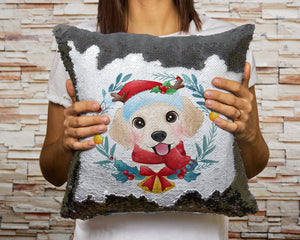 Merry Golden Retriever Christmas Sequinned Pillowcases - 10 Colors-Home Decor-Christmas, Golden Retriever, Home Decor, Pillows-11