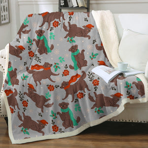 Merry Merry Chocolate Labradors Christmas Soft Warm Fleece Blanket-Blanket-Blankets, Chocolate Labrador, Home Decor, Labrador-16