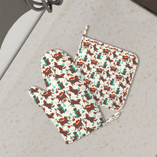 Load image into Gallery viewer, Merry Merry Chocolate Labradors Oven Mitts and Pot Holder Set-Kitchen Decor-Accessories,Chocolate Labrador,Dog Mom Gifts-1