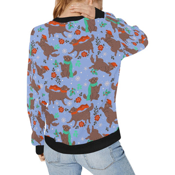 Merry Merry Christmas Chocolate Labradors Women's Sweatshirt-Apparel-Apparel, Labrador, Shirt, Sweatshirt, T Shirt-6