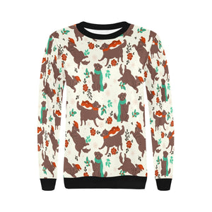 Merry Merry Christmas Chocolate Labradors Women's Sweatshirt-Apparel-Apparel, Labrador, Shirt, Sweatshirt, T Shirt-11