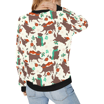 Merry Merry Christmas Chocolate Labradors Women's Sweatshirt-Apparel-Apparel, Labrador, Shirt, Sweatshirt, T Shirt-2