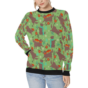 Merry Merry Christmas Chocolate Labradors Women's Sweatshirt-Apparel-Apparel, Labrador, Shirt, Sweatshirt, T Shirt-DarkSeaGreen-XS-14