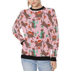 Merry Merry Christmas Chocolate Labradors Women's Sweatshirt-Apparel-Apparel, Labrador, Shirt, Sweatshirt, T Shirt-Pink-XS-3