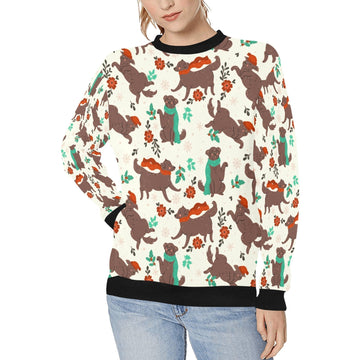 Merry Merry Christmas Chocolate Labradors Women's Sweatshirt-Apparel-Apparel, Labrador, Shirt, Sweatshirt, T Shirt-Ivory-XS-1