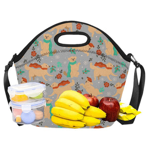 Merry Merry Golden Retriever Christmas Neoprene Lunch Bag-38