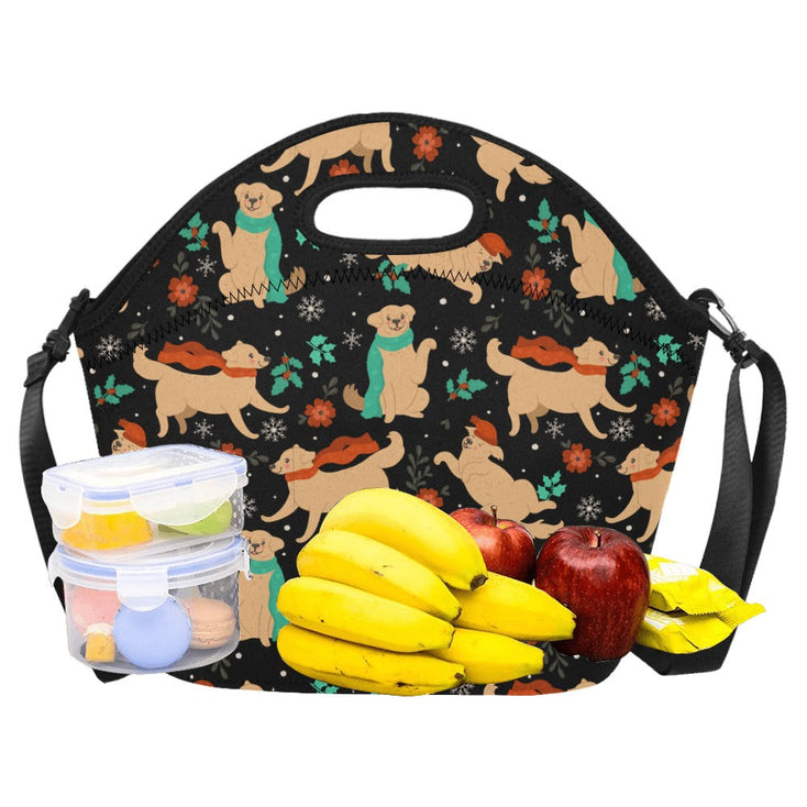 Merry Merry Golden Retriever Christmas Neoprene Lunch Bag-43