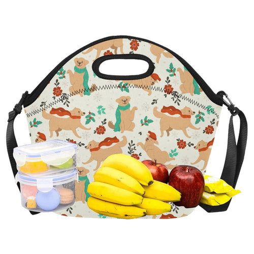 Merry Merry Golden Retriever Christmas Neoprene Lunch Bag-4