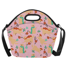 Load image into Gallery viewer, Merry Merry Golden Retriever Christmas Neoprene Lunch Bag-Pink-ONESIZE-6