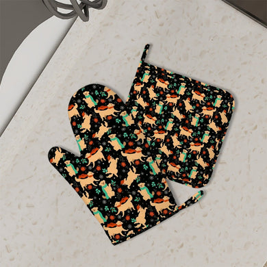 Merry Merry Golden Retriever Christmas Oven Mitts and Pot Holder Set-Kitchen Decor-Accessories,Dog Mom Gifts,Golden Retriever-7