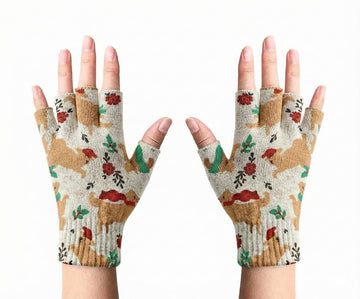 Merry Merry Golden Retriever Christmas Touch Screen Gloves White HalfLarge 360x