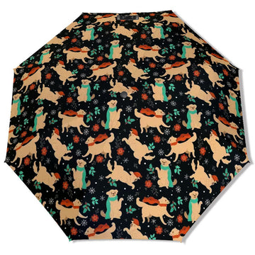 Merry Merry Golden Retriever Christmas Umbrella 360x
