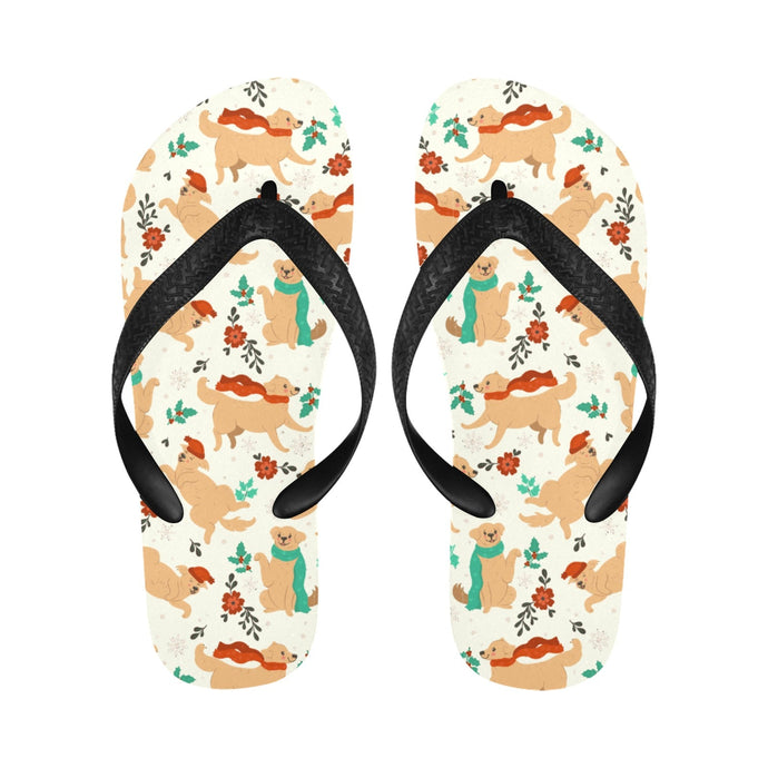 Merry Merry Golden Retriever Christmas Unisex Slippers-3