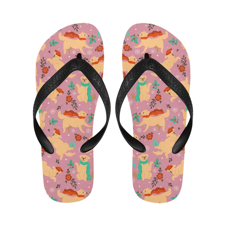 Merry Merry Golden Retriever Christmas Unisex Slippers-7