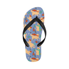 Load image into Gallery viewer, Merry Merry Golden Retriever Christmas Unisex Slippers-CornflowerBlue-S-12