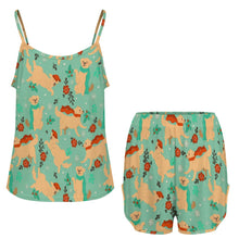Load image into Gallery viewer, Merry Merry Golden Retriever Christmas Women's Cami and Shorts Pajama Set-16