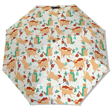 Merry Merry Yellow Labs Christmas Umbrella 360x