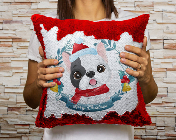 Bulldog hotsell christmas pillow