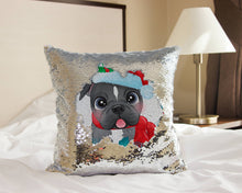 Load image into Gallery viewer, Merry Pit Bull Christmas Sequinned Pillowcases - 10 Colors-Home Decor-Christmas, Home Decor, Pillows, Pit Bull-Silver-Only Pillowcase-2