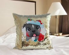 Load image into Gallery viewer, Merry Pit Bull Christmas Sequinned Pillowcases - 10 Colors-Home Decor-Christmas, Home Decor, Pillows, Pit Bull-Champagne-Only Pillowcase-3