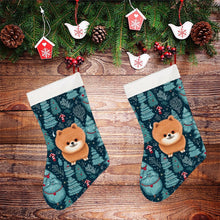 Load image into Gallery viewer, Merry Pomeranian Christmas Delight Christmas Stocking-Christmas Ornament-Christmas, Home Decor, Pomeranian-26X42CM-White1-2