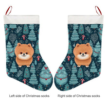 Load image into Gallery viewer, Merry Pomeranian Christmas Delight Christmas Stocking-Christmas Ornament-Christmas, Home Decor, Pomeranian-26X42CM-White1-4