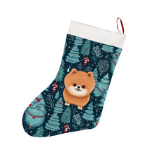 Load image into Gallery viewer, Merry Pomeranian Christmas Delight Christmas Stocking-Christmas Ornament-Christmas, Home Decor, Pomeranian-26X42CM-White1-1